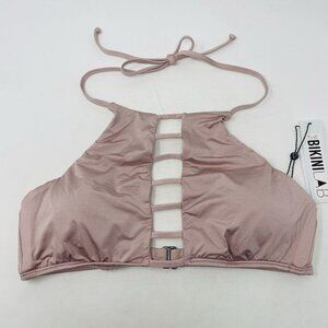The Bikini Lab Womens Size Medium Solid Strappy High Neck Halter Bikini Top 2587